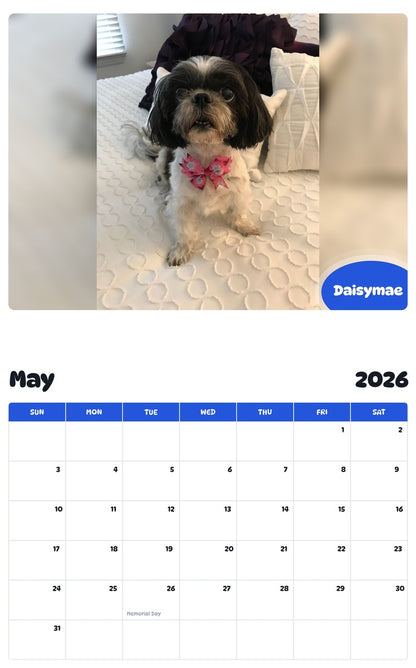 2026 - 2027 Daisymae - Pawidols Pet Calendar