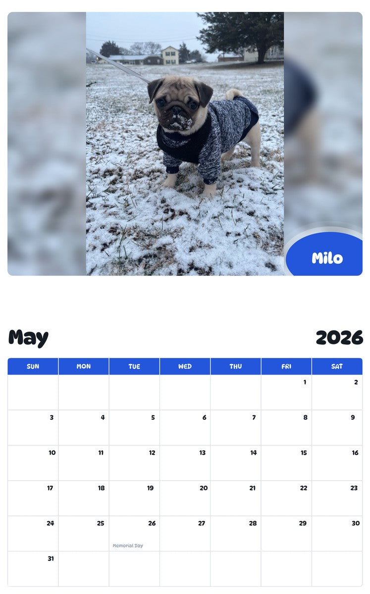 2026 - 2027 Milo - Pawidols Pet Calendar