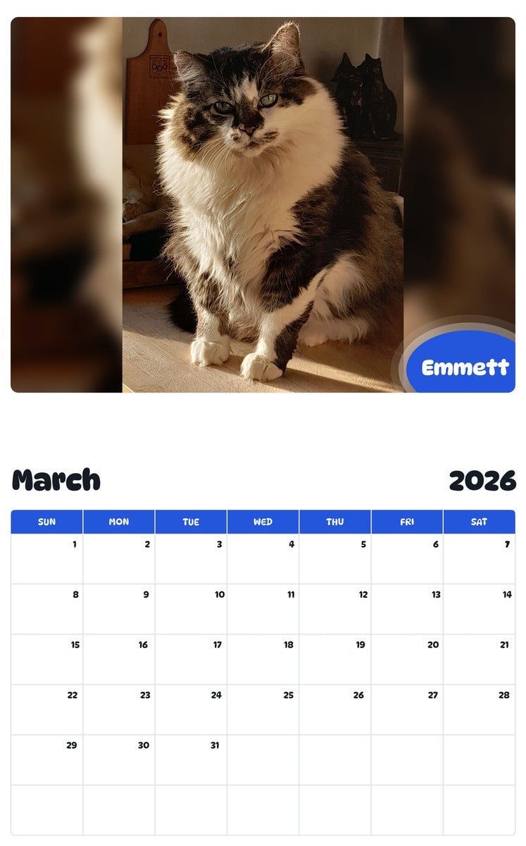 November 2025 - October 2026 Emmett - Pawidols Pet Calendar