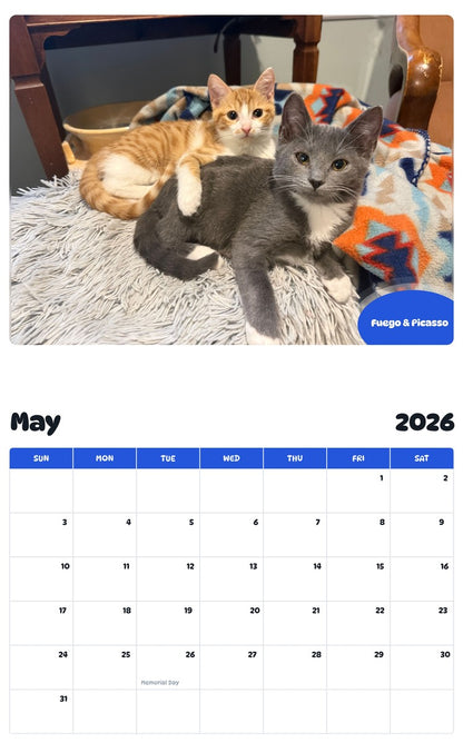 2026 - 2027 Fuego & Picasso - Pawidols Pet Calendar