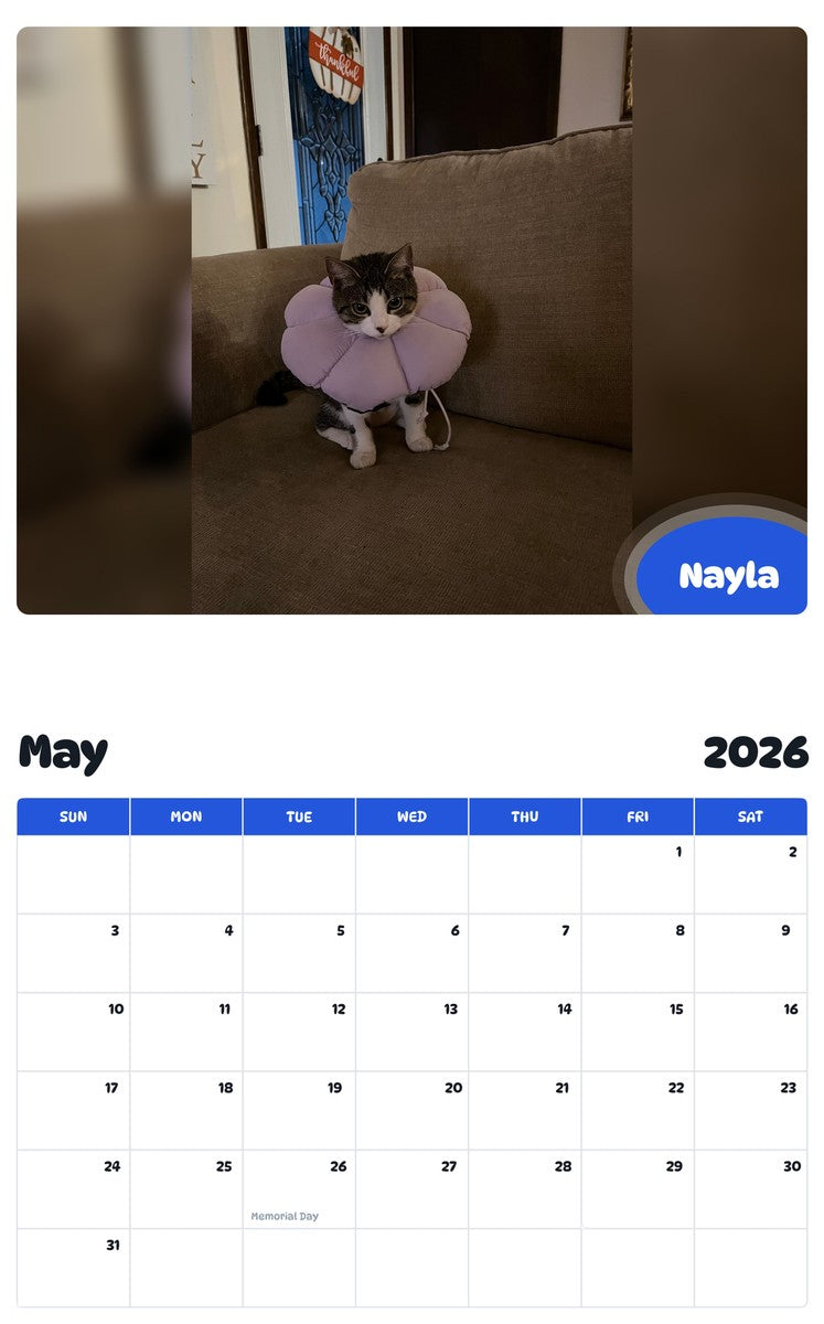 2026 - 2027 Nayla - Pawidols Pet Calendar