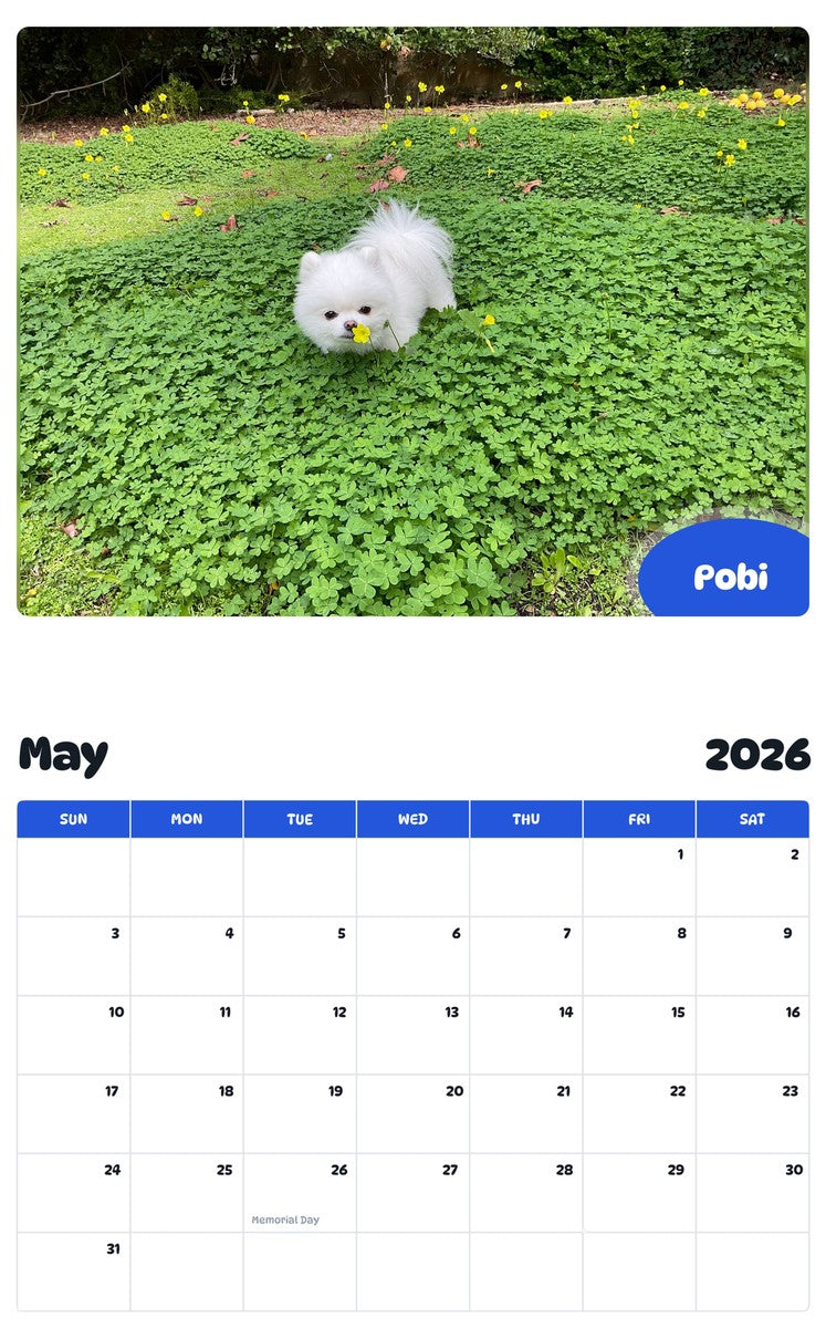 2026 - 2027 Pobi - Pawidols Pet Calendar