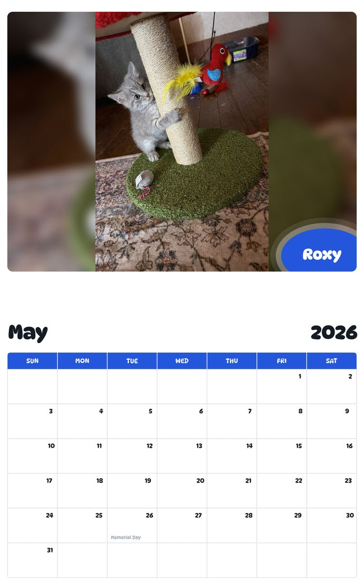 2026 - 2027 Roxy - Pawidols Pet Calendar