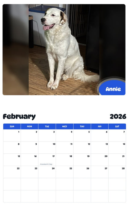 November 2025 - October 2026 Annie - Pawidols Pet Calendar