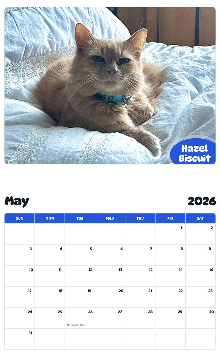 2026 - 2027 Hazel Biscuit - Pawidols Pet Calendar