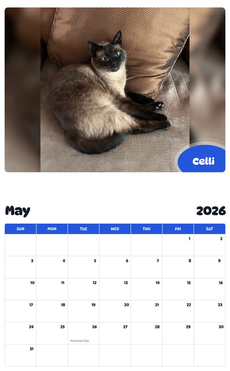 2026 - 2027 Celli - Pawidols Pet Calendar