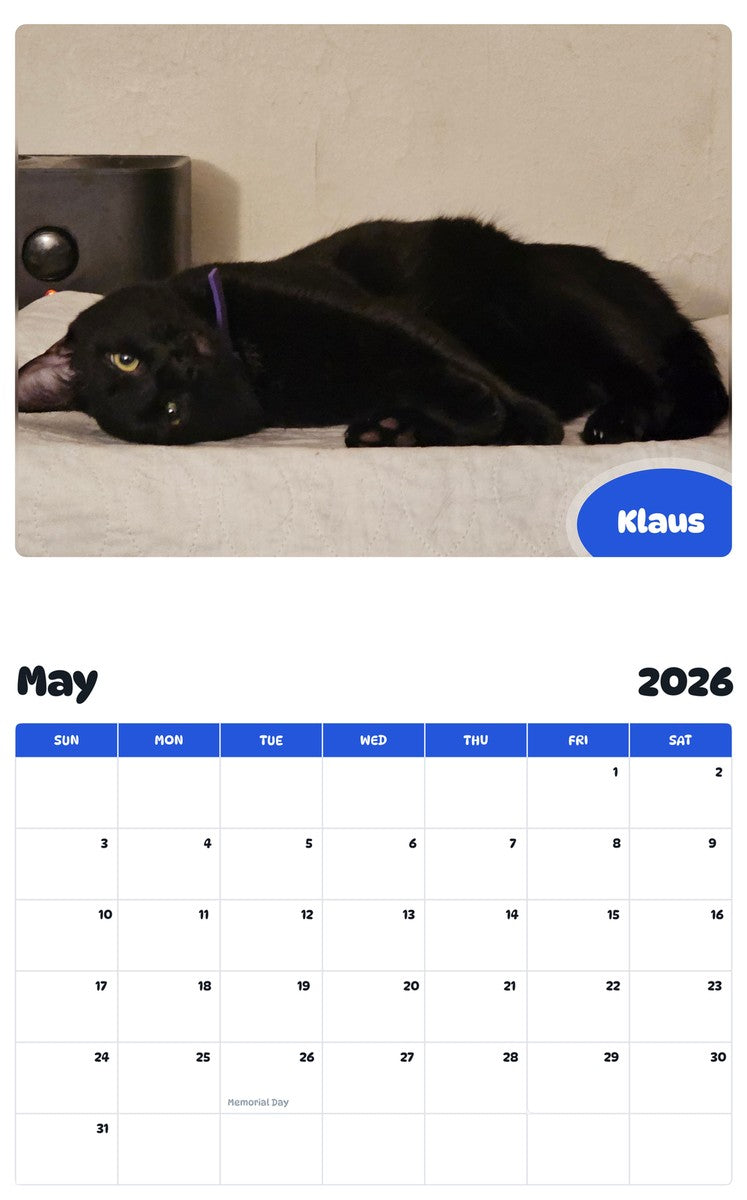 2026 - 2027 Klaus - Pawidols Pet Calendar