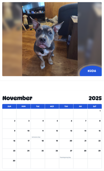 July 2025 - June 2026 Koda - Pawidols Pet Calendar