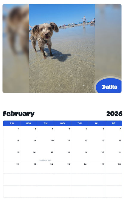 October 2025 - September 2026 Dalila - Pawidols Pet Calendar
