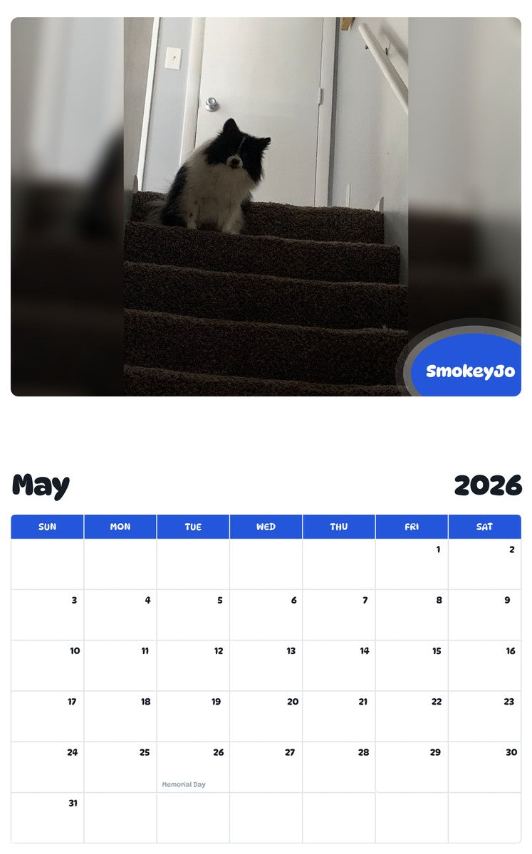 2026 - 2027 SmokeyJo - Pawidols Pet Calendar