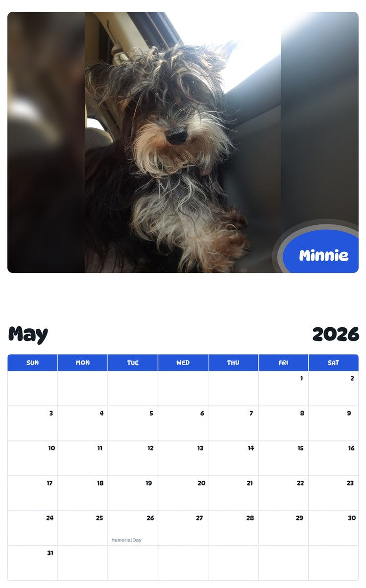 2026 - 2027 Minnie - Pawidols Pet Calendar