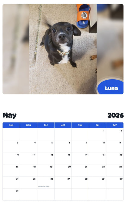2026 - 2027 Luna - Pawidols Pet Calendar