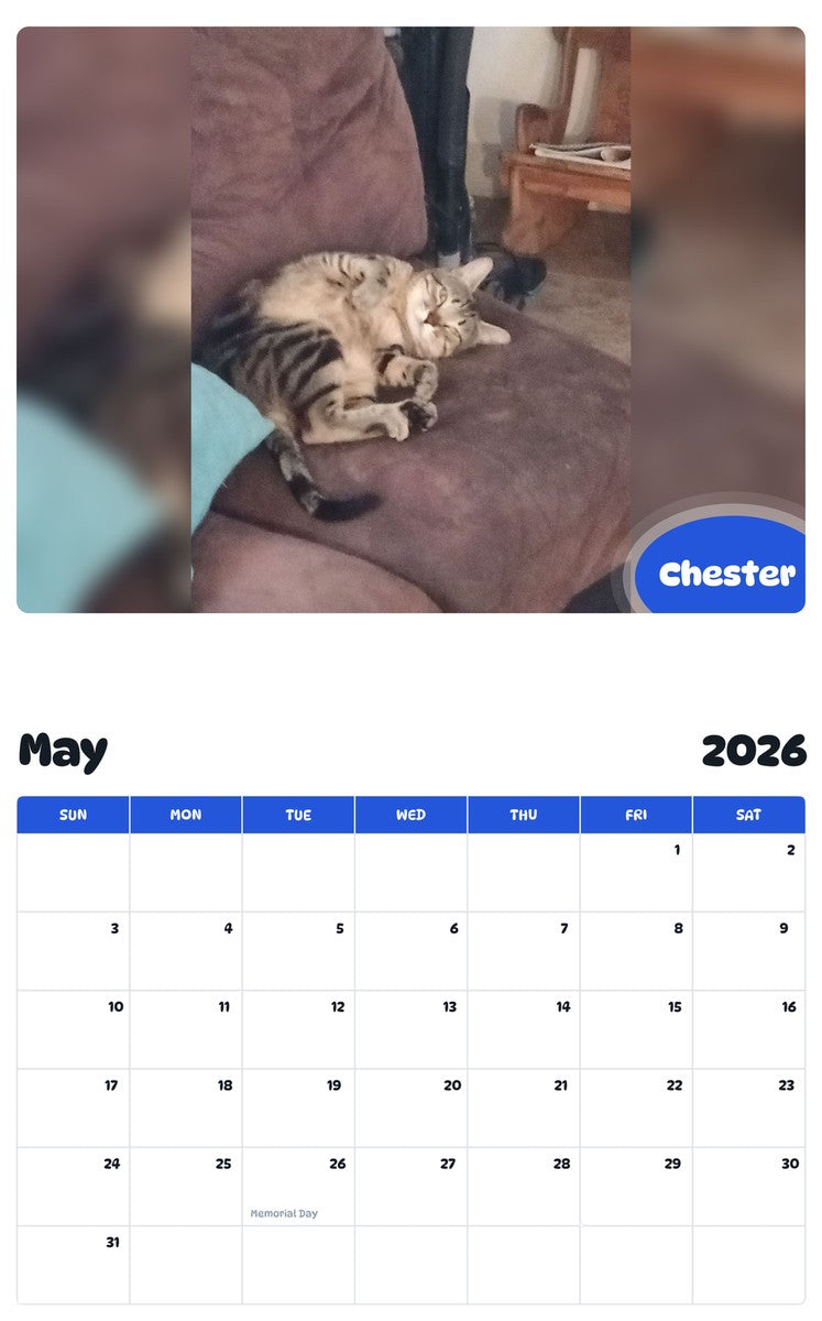 2026 - 2027 Chester - Pawidols Pet Calendar