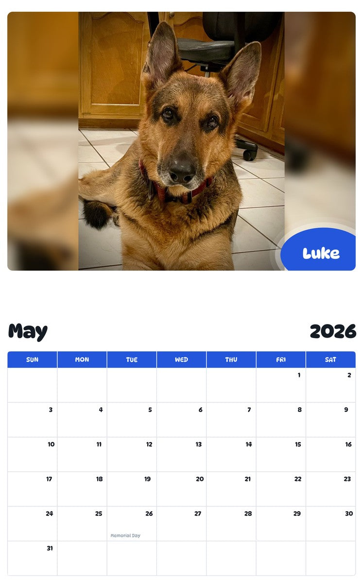 2026 - 2027 Luke - Pawidols Pet Calendar