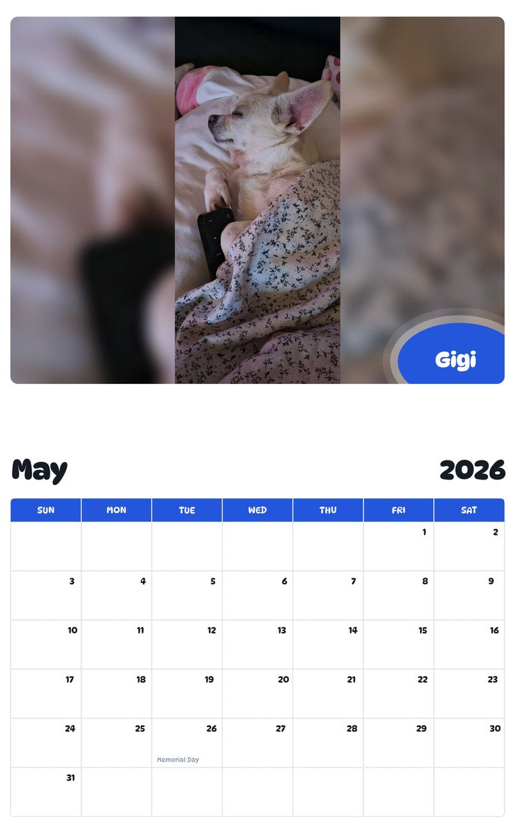 2026 - 2027 Gigi - Pawidols Pet Calendar