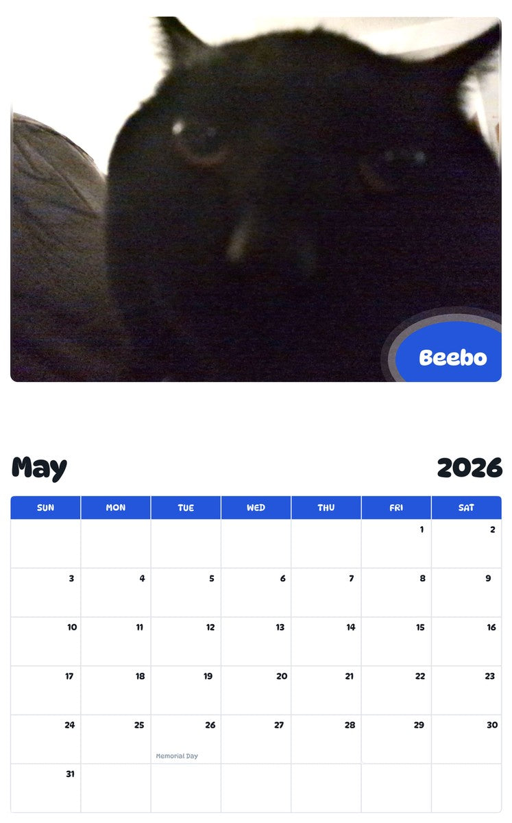 2026 - 2027 Beebo - Pawidols Pet Calendar
