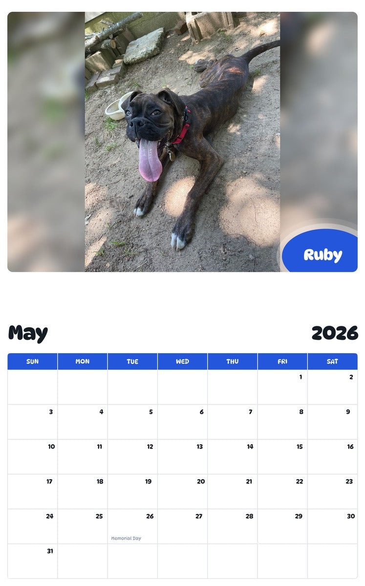 2026 - 2027 Ruby - Pawidols Pet Calendar
