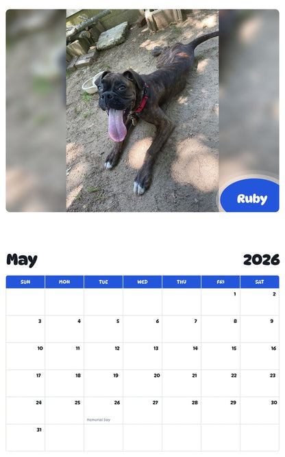 2026 - 2027 Ruby - Pawidols Pet Calendar