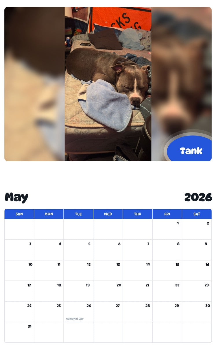 2026 - 2027 Tank - Pawidols Pet Calendar