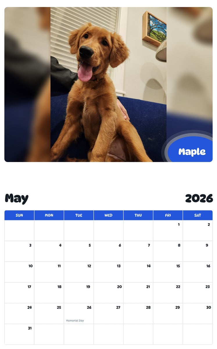 2026 - 2027 Maple - Pawidols Pet Calendar