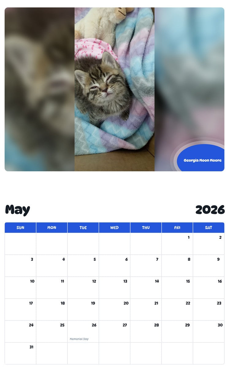 2026 - 2027 Georgia Moon Moore - Pawidols Pet Calendar