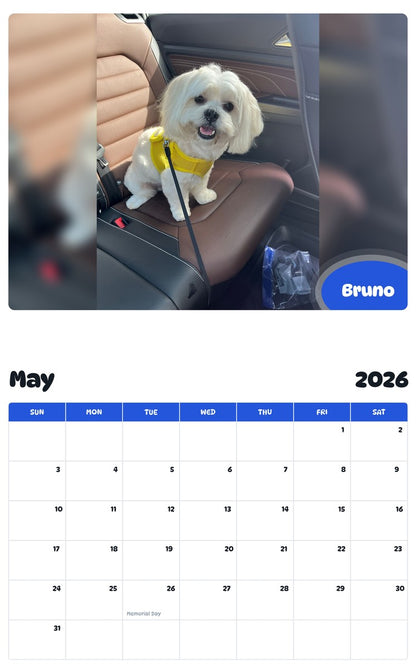 2026 - 2027 Bruno - Pawidols Pet Calendar