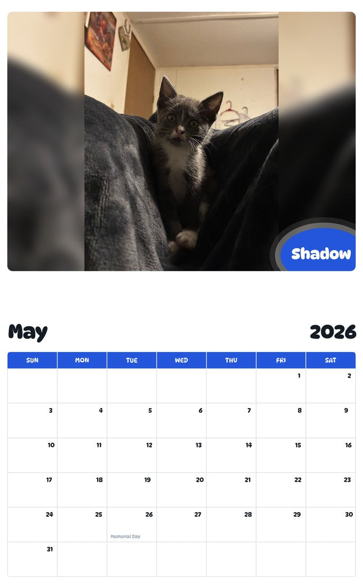 2026 - 2027 Shadow - Pawidols Pet Calendar