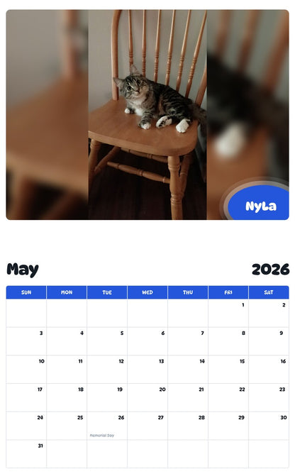 2026 - 2027 NyLa - Pawidols Pet Calendar