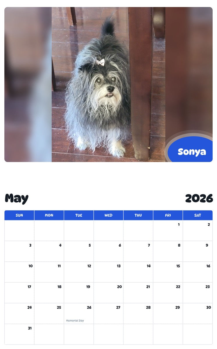 2026 - 2027 Sonya - Pawidols Pet Calendar