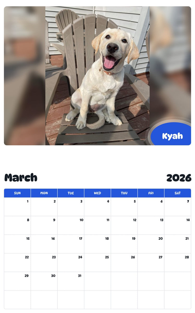 November 2025 - October 2026 Kyah - Pawidols Pet Calendar