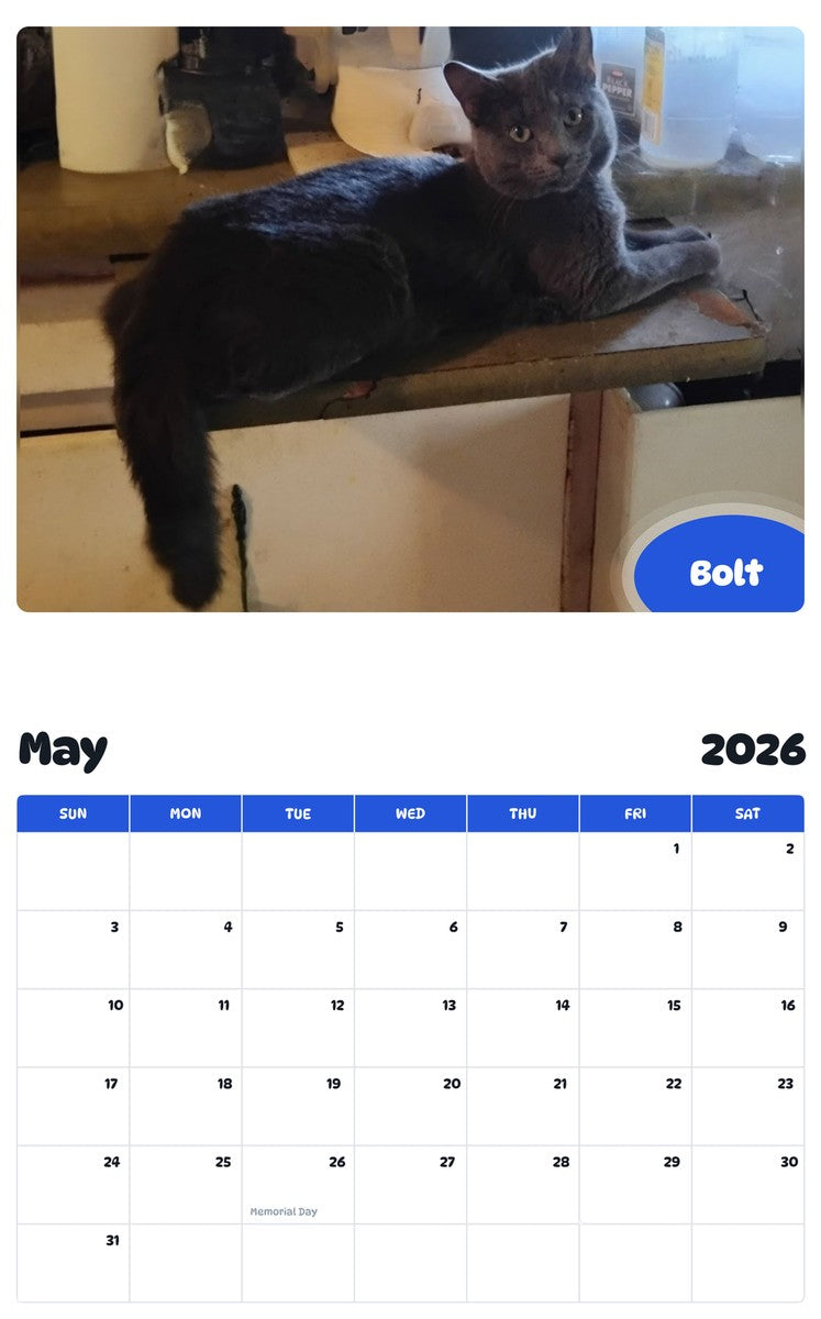 2026 - 2027 Bolt - Pawidols Pet Calendar