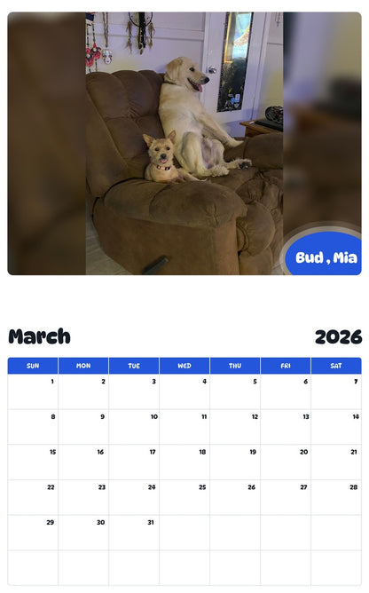 November 2025 - October 2026 Bud , Mia - Pawidols Pet Calendar