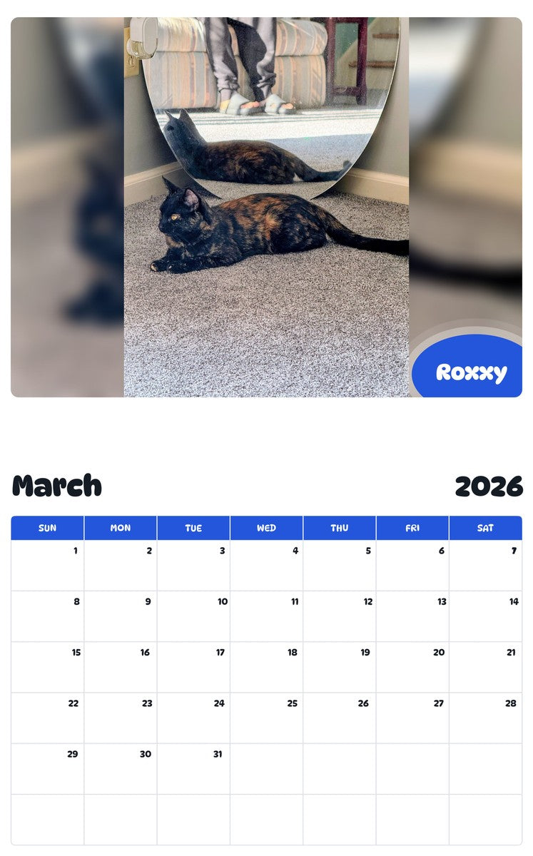 November 2025 - October 2026 Roxxy - Pawidols Pet Calendar