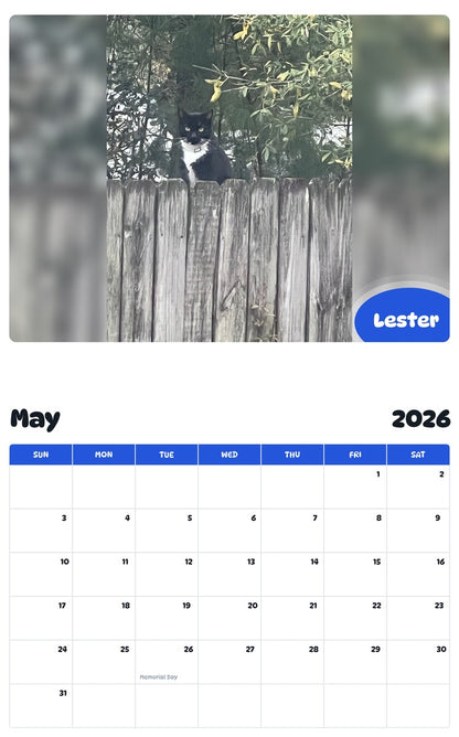 2026 - 2027 Lester - Pawidols Pet Calendar