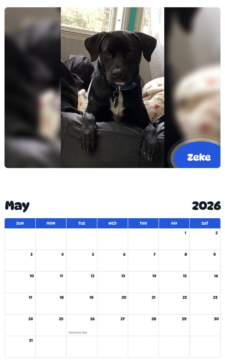 2026 - 2027 Zeke - Pawidols Pet Calendar