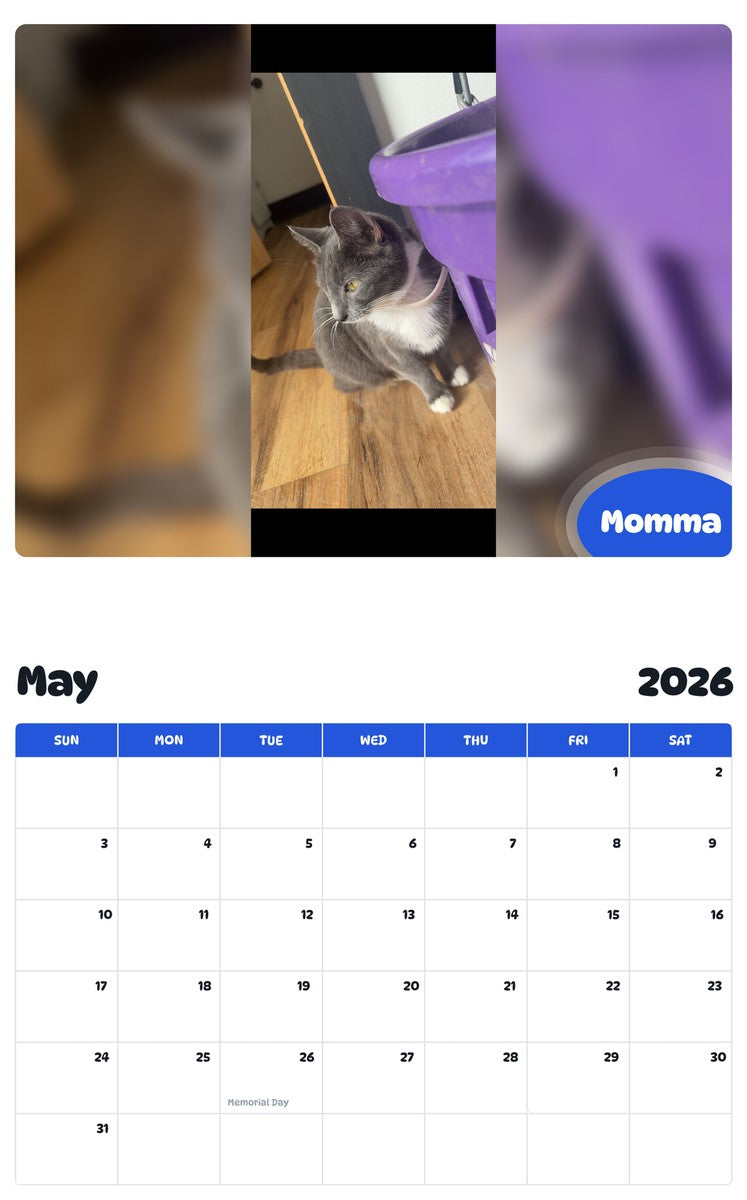 2026 - 2027 Momma - Pawidols Pet Calendar