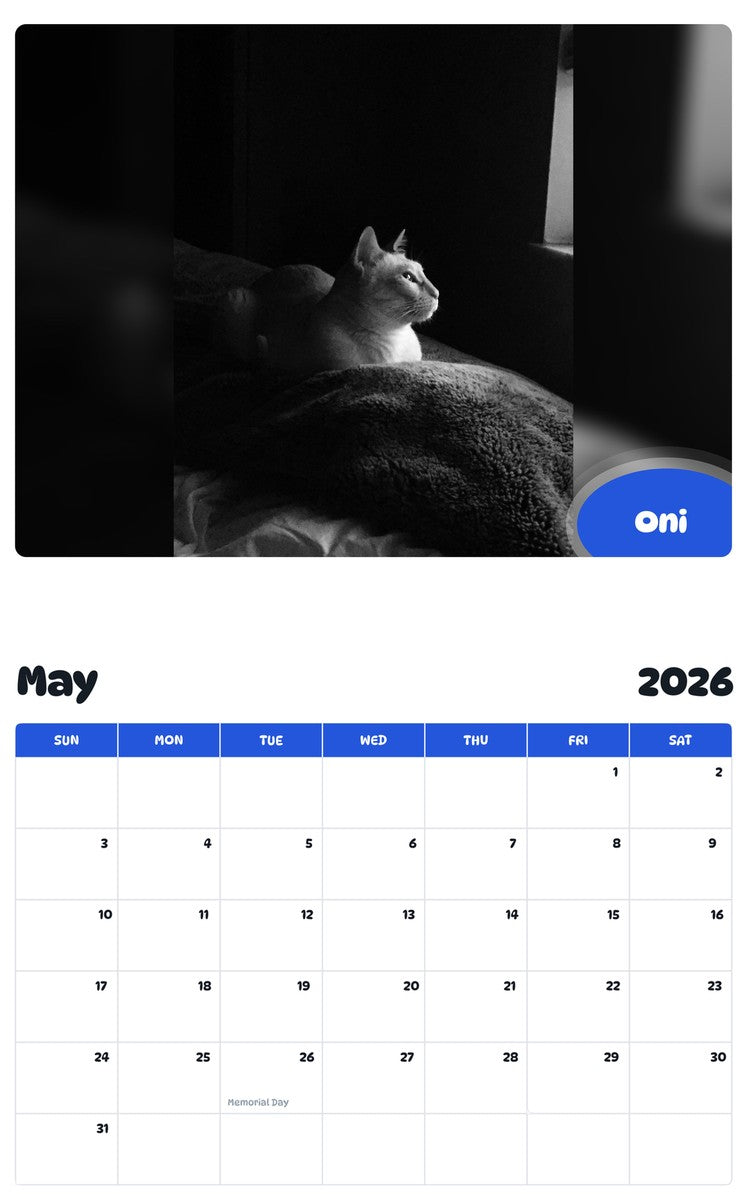 2026 - 2027 Oni - Pawidols Pet Calendar