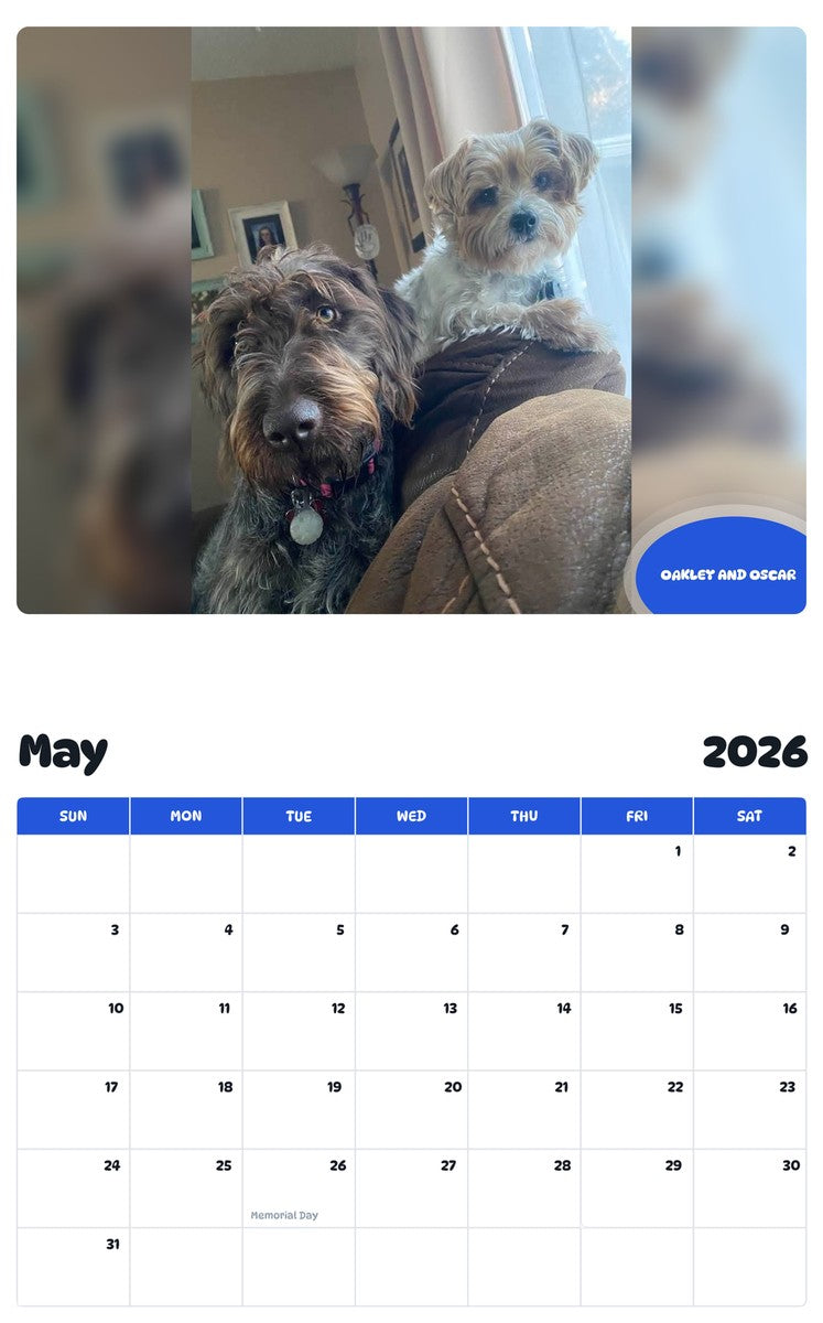 2026 - 2027 OAKLEY AND OSCAR - Pawidols Pet Calendar