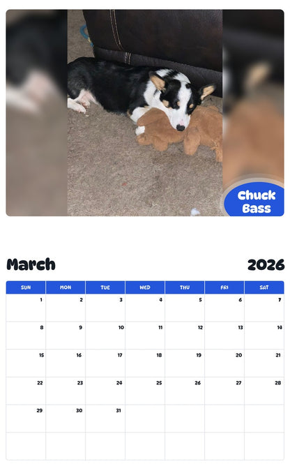 November 2025 - October 2026 Chuck Bass - Pawidols Pet Calendar