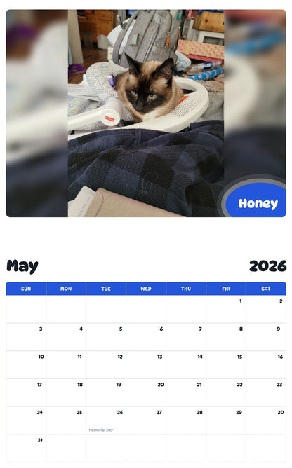 2026 - 2027 Honey - Pawidols Pet Calendar