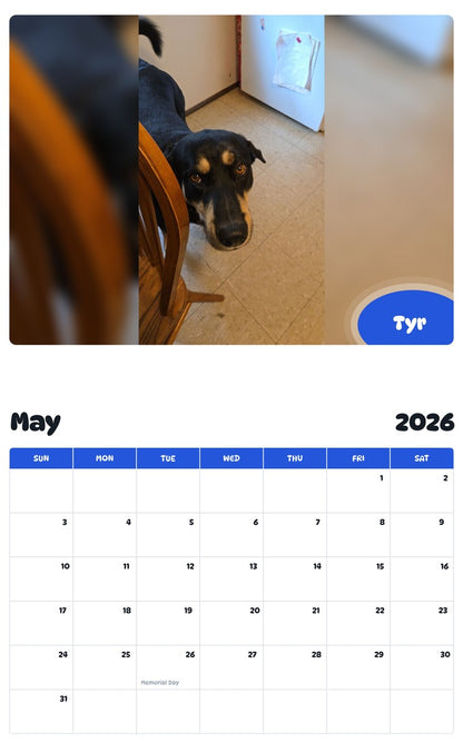 2026 - 2027 Tyr - Pawidols Pet Calendar