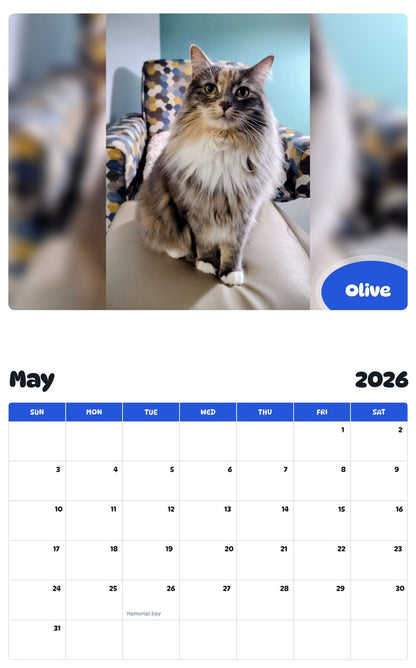 2026 - 2027 Olive - Pawidols Pet Calendar