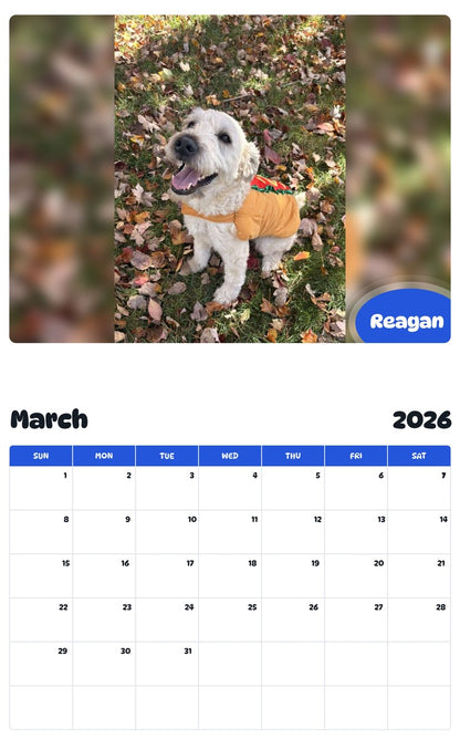 November 2025 - October 2026 Reagan - Pawidols Pet Calendar