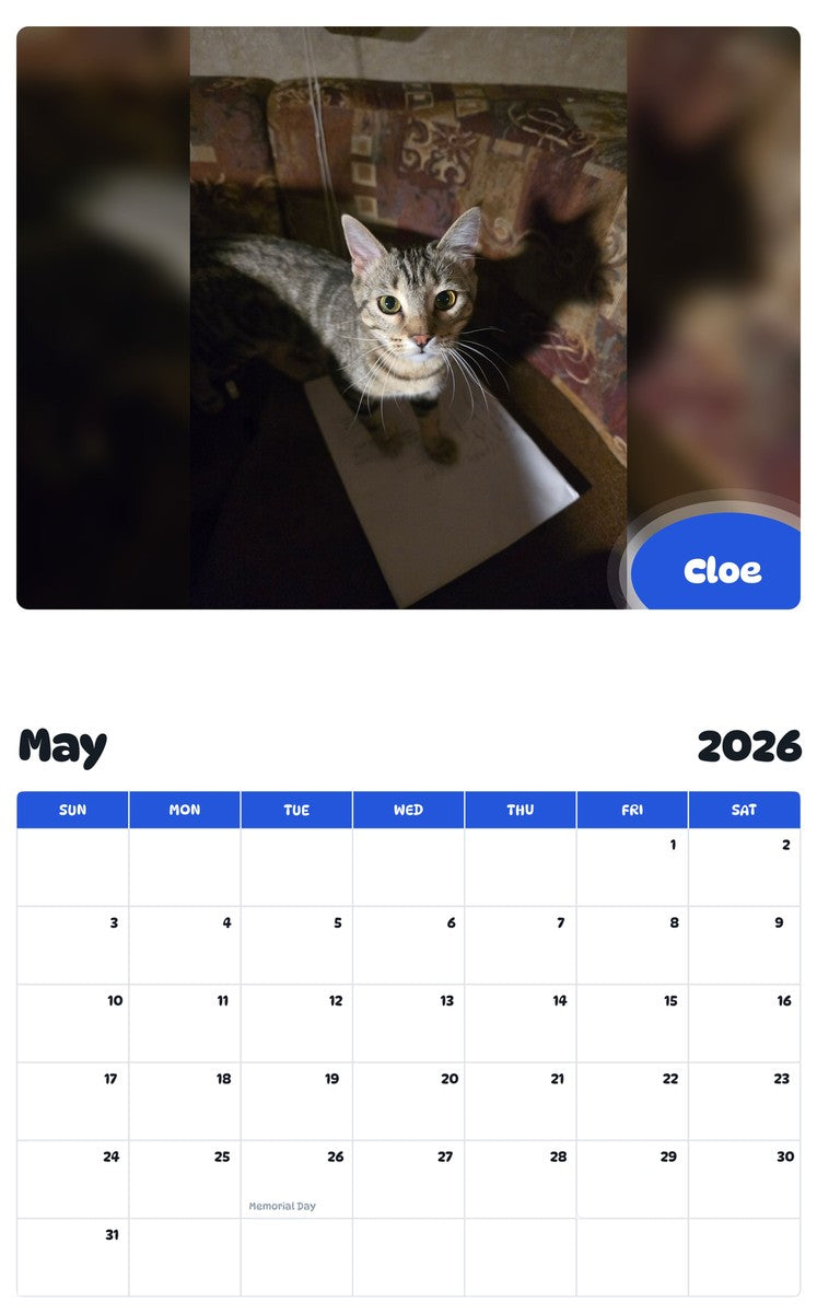 2026 - 2027 Cloe - Pawidols Pet Calendar