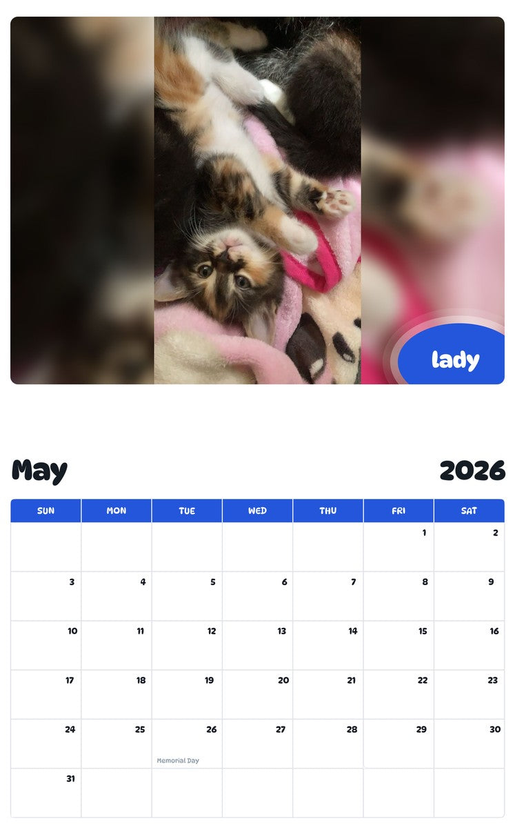 2026 - 2027 lady - Pawidols Pet Calendar