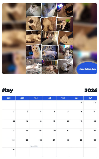 2026 - 2027 Snow Bella Olivia - Pawidols Pet Calendar