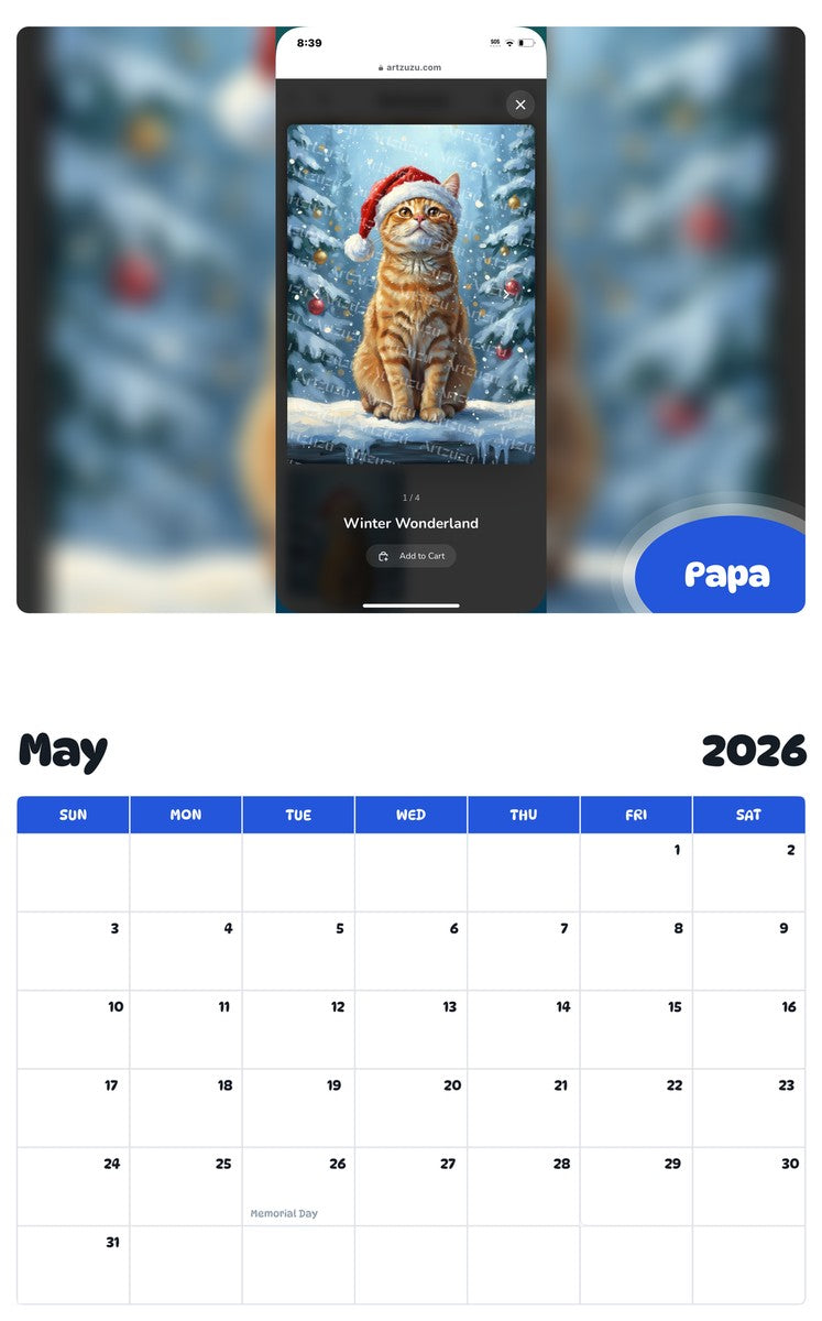 2026 - 2027 Papa - Pawidols Pet Calendar