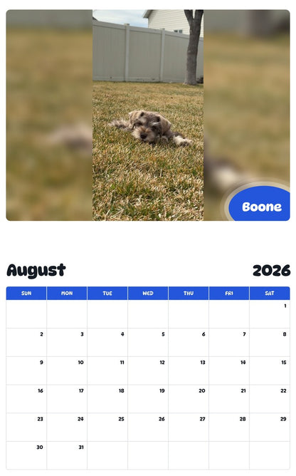 April 2026 - March 2027 Boone - Pawidols Pet Calendar