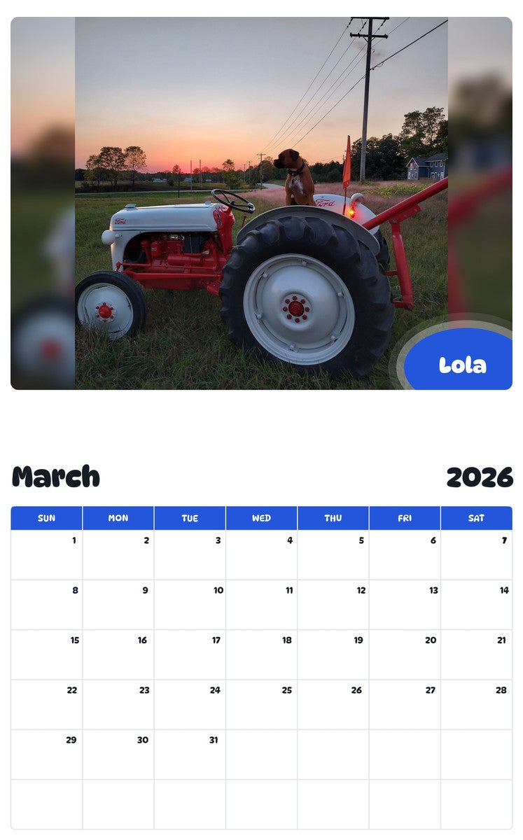 November 2025 - October 2026 Lola - Pawidols Pet Calendar