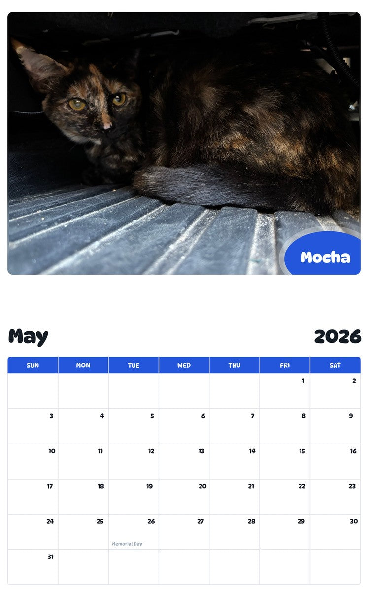 2026 - 2027 Mocha - Pawidols Pet Calendar